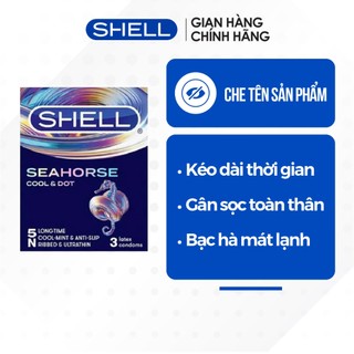 Bao cao su Shell Seahorse kéo dài thời gian, hương bạc hà - Hộp 3 cái | SHELL CHÍNH HÃNG