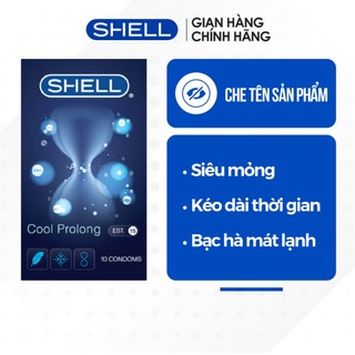 Bao cao su Shell Cool Prolong kéo dài thời gian, bạc hà mát lạnh - Hộp 10 cái | SHELL CHÍNH HÃNG