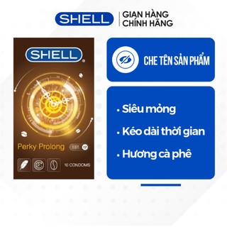 Bao cao su Shell Perky Prolong kéo dài thời gian, hương cà phê - Hộp 10 cái | SHELL CHÍNH HÃNG