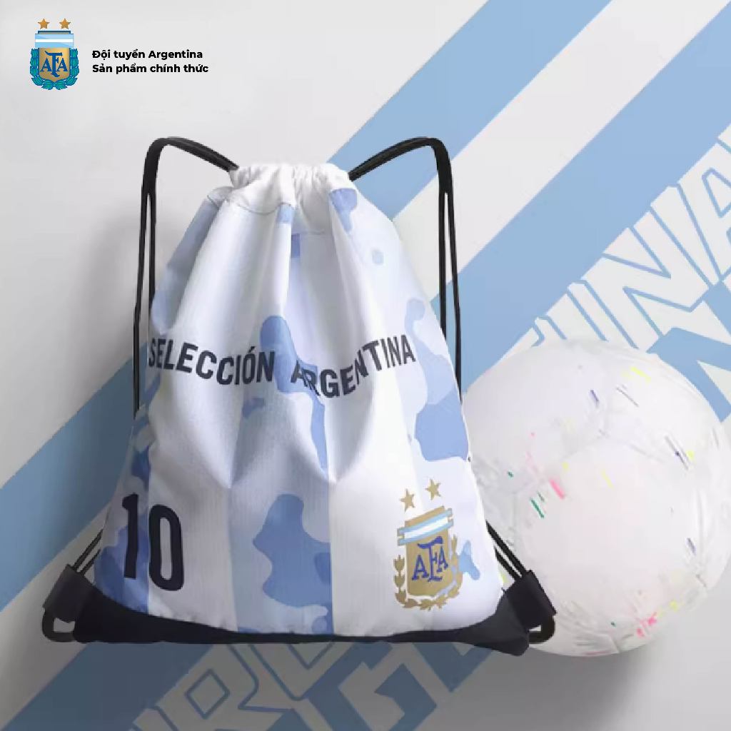 Balo dây rút thể thao chống nước Argentina, túi rút thể thao chống nước số 10 Messi [CHÍNH HÃNG] - K
