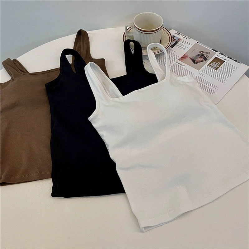 Áo Tankop Trơn Cổ Vuông Dây Bản To, Áo Thun Ba Lỗ Trẻ Trung Năng Động | BigBuy360 - bigbuy360.vn