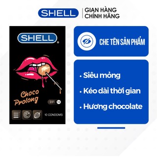 Bao cao su Shell Choco Prolong kéo dài thời gian, hương chocolate - Hộp 10 cái | SHELL CHÍNH HÃNG