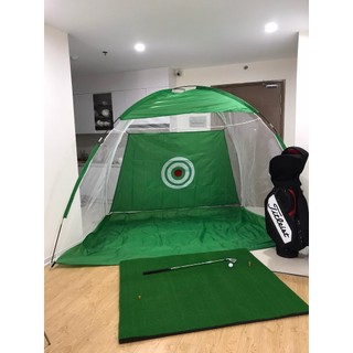 Lồng tập, lưới tập, lều tập golf kích thước 3mx2mx1.4m kèm thảm tập swing 1.5m x 1.5m 2 loại cỏ chính hãng PGM