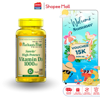 Tăng cường hấp thu canxi puritan's pride vitamin d3 1000 iu 100 viên