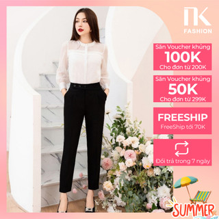 Quần Baggy 3 Cúc Chéo Thanh NK Fashion Lịch, Nữ Tính Chất Vải Nhập Hàn Cao Cấp Đứng Phom NKQU2309001