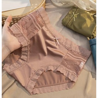 Combo 5-10 Quần Lót Nữ Su Lụa Satin Viền Ren Cạp Cao Tàng Hình 38-89kg