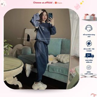  Bộ thu đông nữ hình thêu sắc nét chất vải nỉ bông dày dặn Set đồ nữ thể thao năng động CS041 