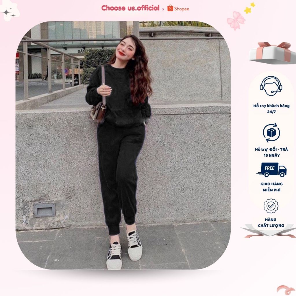 Bộ thu đông nữ chất vải len tăm cao cấp, bộ ngủ nữ len tăm co giản 4 chiều thoải mái năng động CL001 | BigBuy360 - bigbuy360.vn