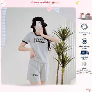 Bộ Mặc Nhà Nữ Ép Chữ Nổi Sắc Nét Chất Vải Cotton 4 Chiều, Bộ Hè Nữ Thoáng Mát Thấm Hút Mồ Hôi Phù Hợp Mùa Hè  CS009