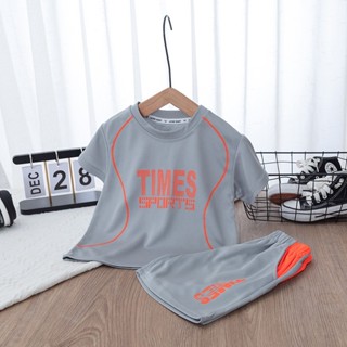 Bộ thể thao cho bé trai vải thông hơi hàng quảng châu, cổ áo bo viền, có túi quần 9-70kg