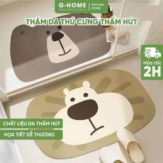 Thảm lau chân hình thú Ghome chất liệu da mịn thấm hút tốt họa tiết đáng yêu 50x80cm TD23M3