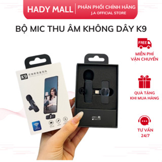 Bộ Micro Thu Âm Không Dây K9 Lọc Tạp Âm Giảm Ồn Để Livestream Ghi Âm Quay Video Cổng iPhone và Type C J.A OFFICIAL STORE