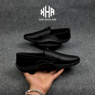 Giày lười nam đen da bò nappa đế cao su cao cấp bảo hành 12 tháng