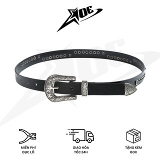(Có sẵn) AOE STUDIO - Thắt lưng nam nữ Y2K da PU cao cấp họa tiết khắc nổi phối nút hoa phong cách Gothic cá tính