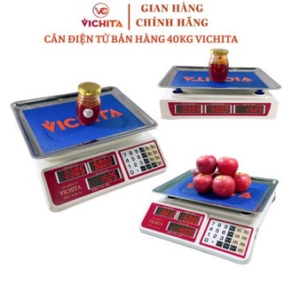 [BEST SALE] CÂN TÍNH TIỀN CHUẨN XÁC VICHITA - Mặt cân inox, giao diện Tiếng Việt, dùng pin tích điện ( Đĩa Ngửa)