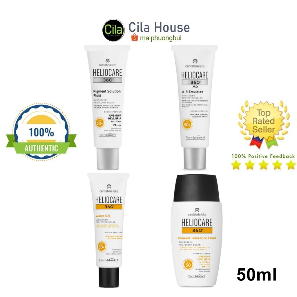 Kem chống nắng Heliocare 360 Pigment Solution / Water Gel / Mineral Tolerance Fluid / AR Emulsion