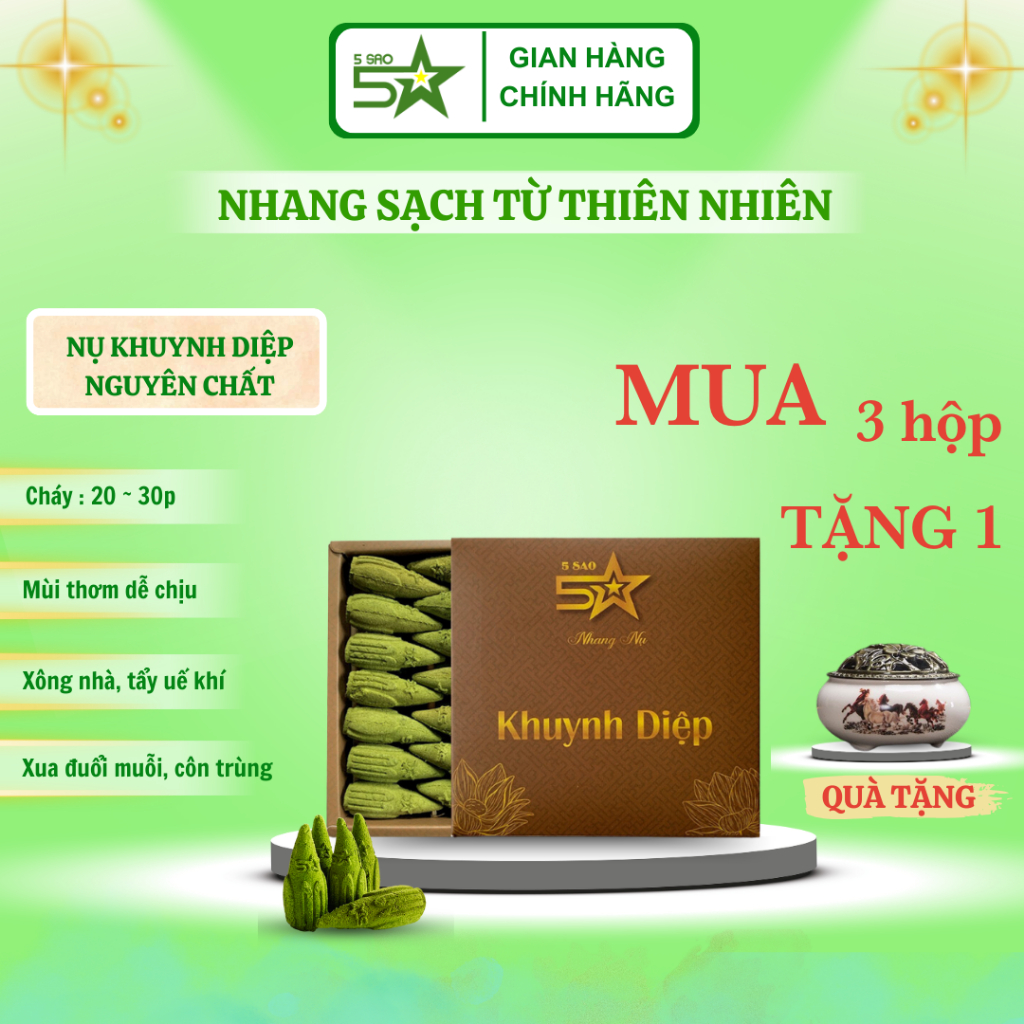 Nhang Nụ Khuynh Diệp 5SAO, Nhang Nụ Đuổi Muỗi Thảo Mộc, Xông Nhà, Mùi Thơm Thoang Thoảng Dịu Nhẹ An Toàn Cho Sức Khỏe