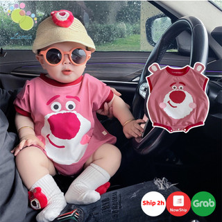 Bộ Bodysuit cộc tay mùa hè hình gấu dâu cho bé trai bé gái sơ sinh 𝟐𝟕𝐁𝐃𝐒