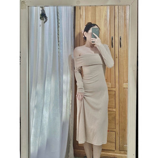 Đầm body thun gân tay dài trễ vai ( Hoả tốc HCM )