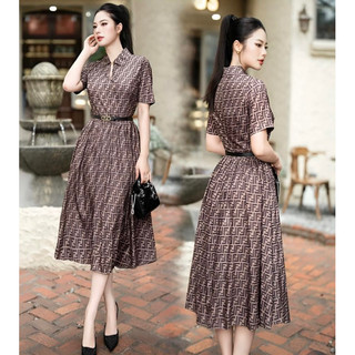(HÀNG NHẬP CAO CẤP) VÁY ĐẦM SƠ MI DÁNG XÒE – HỌA TIẾT SANG CHẢNH ( CC 4601024)