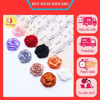 Hoa lụa đốt sẵn nguyên liệu làm hoa cài áo phụ kiện may mặc và phụ kiện kẹp tóc dây buộc tóc handmade