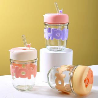 Ly Thuỷ Tinh HOHO Nắp Màu 350ml