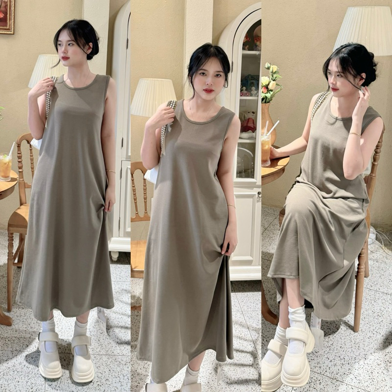 đầm thun gân suông balo