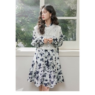 Z198 áo lưới & váy hoạ tiết hoa lá