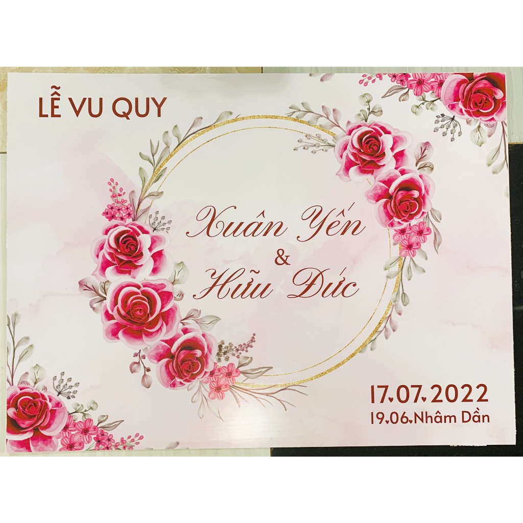 CẦN GẤP VẪN CÓ - IN TÊN THEO YÊU CẦU - Bảng Welcome Trang Trí Đám Cưới - Mẫu Chữ Nhật 01 Hoa Lá Oval