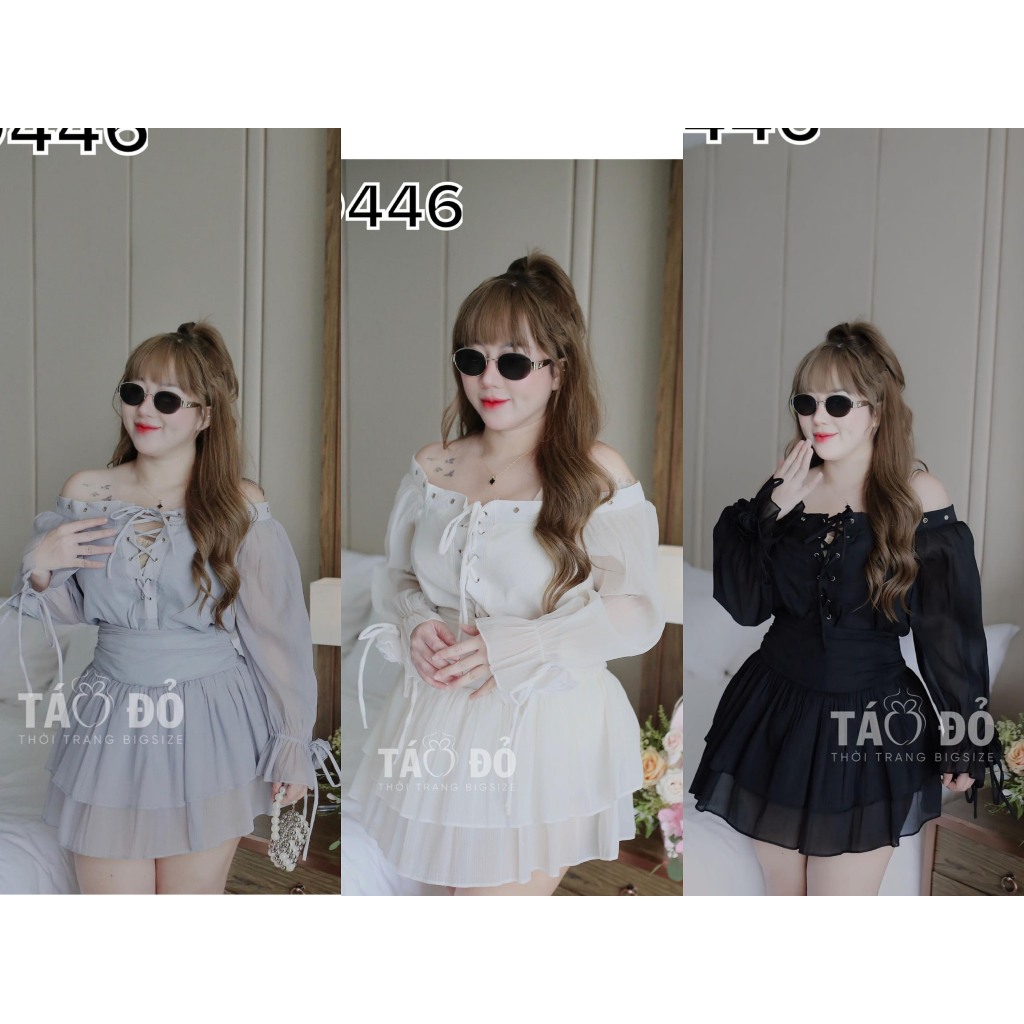 SET THIẾT KẾ BIGSIZE BẸT VAI ĐAN DÂY + CHÂN VÁY D446 (TÁO ĐỎ BIGSIZE 55-90KG)🍎🍎🍎