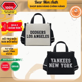 Túi tote vuông mini mlb varsity jacquard small tote bag la dodgers 3aors024n màu trắng và đen