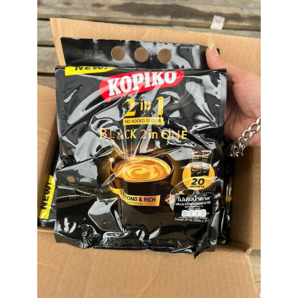 Giá Sỉ] CAFE HOÀ TAN BLACK KOPIKO 2in1 - CAFE ĐEN KOPIKO HÀNG THÁI LAN bịch 20 gói nhỏ * 200g cực ho
