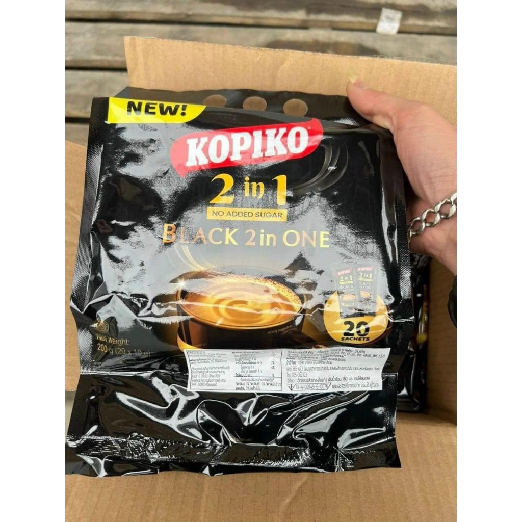 CAFE HOÀ TAN BLACK KOPIKO 2in1 - CAFE ĐEN KOPIKO HÀNG THÁI LAN bịch 20 gói nhỏ * 200g rẻ vô địch