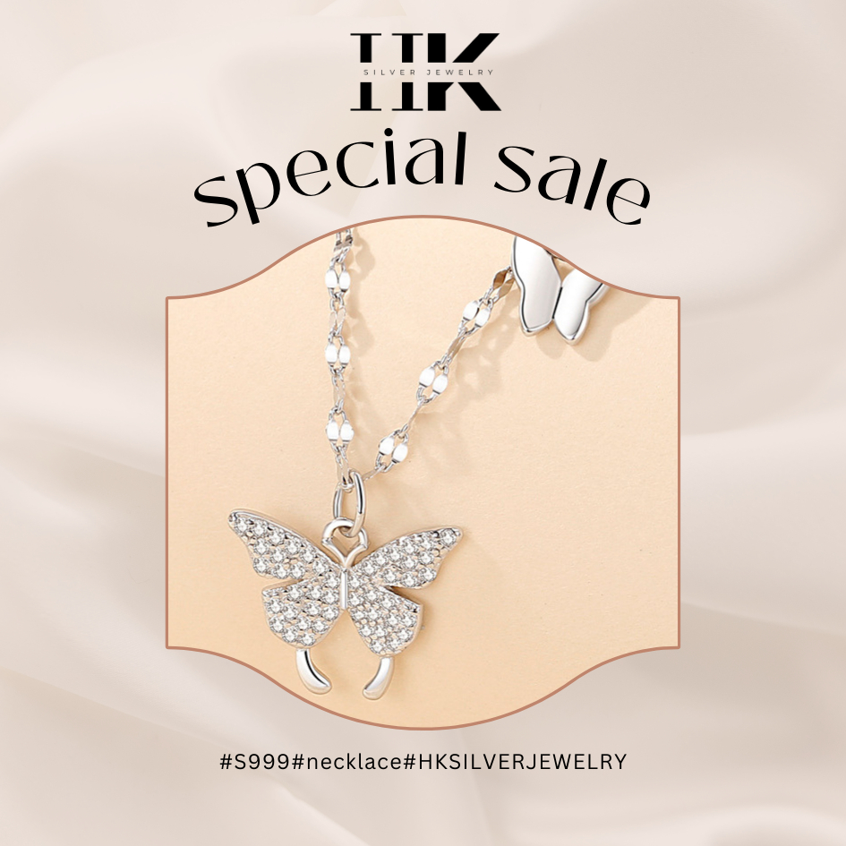 DÂY CHUYỀN NỮ S999 HKSILIVER, CHẤT LIỆU BẠC S999, HINH ANH BUOM DE THUONG