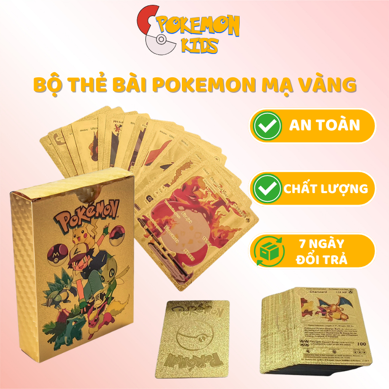 Đồ chơi thẻ pokemon 50 - 110 - 150 lá cầu vồng 7 màu, thẻ bài pokemon chính hãng vip mạ vàng - Pokémon Kids