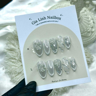 M192 nailbox thiết kế mắt mèo phối charm cao cấp màu thạch nước gạo