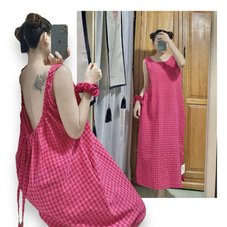 Đầm suông babydoll kẻ sọc hở lưng ( Quận Tân Phú, hoả tốc hcm )