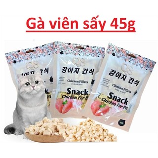Gói 45G Viên gà sấy ăn liền cho chó mèo Q8, Gà sấy cho chó mèo- Snack chó mèo