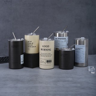 [HÀNG SẴN - GIAO NHANH 2H] Ly giữ nhiệt inox 304 Iced Americano Melli không gỉ, Cốc giữ nhiệt kèm ống hút 300/600ml