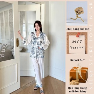Đồ bộ Pijama lụa băng tay dài quần dài TD18