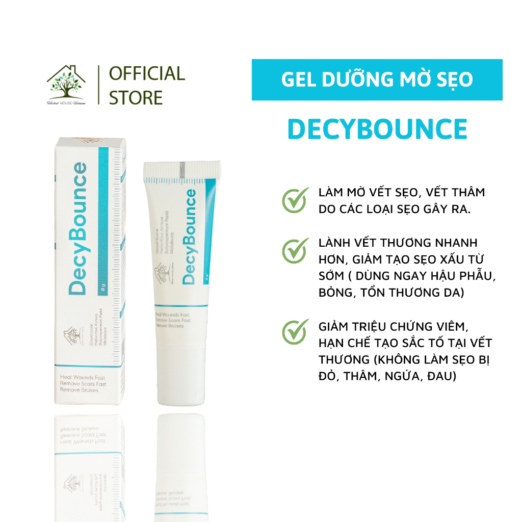 Gel Mờ Sẹo Bôi Mờ Sẹo lồi, thâm sẹo, nhanh liền vết thương Decybounce 8ml