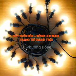 Dây đuôi đèn kín nước trang trí ngoài trời 220v kèm bóng led bulb 3w trắng - vàng nắng