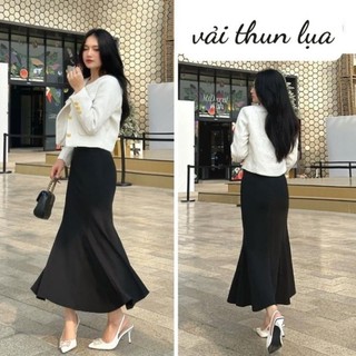 Váy thun lụa ôm body đuôi cá phôm dài dáng chuẩn 👍