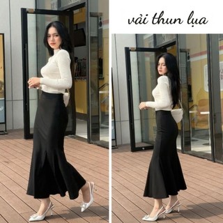 Váy thun lụa ôm body đuôi cá phôm dài dáng chuẩn 👍