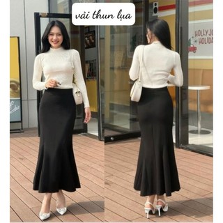Váy thun lụa ôm body đuôi cá phôm dài dáng chuẩn 👍