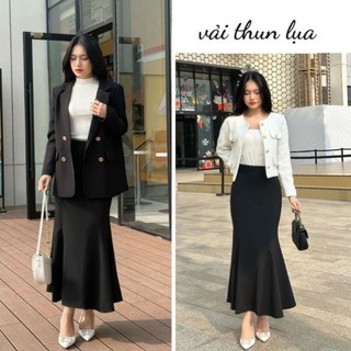 Váy thun lụa ôm body đuôi cá phôm dài dáng chuẩn 👍