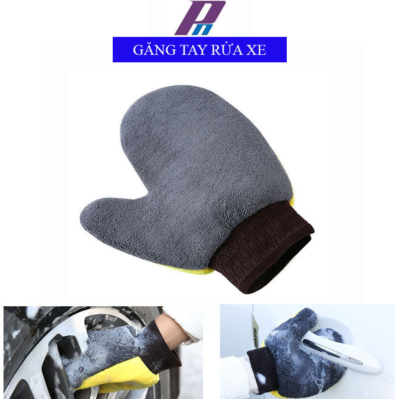 (P97) Găng Tay Rửa Xe Nhung San Hô Chống Trơn Trượt Và Chống Thấm Nước Rửa Ô Tô Xe Máy