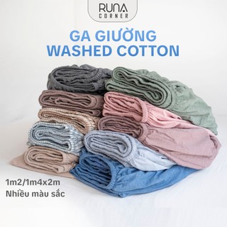 Ga Trải Giường RUNA CORNER Chất Liệu Washed Cotton Mềm Mại, Thoáng Mát Bo Chun Đủ Màu Kích Thước 1m2x2m, 1m4x2m