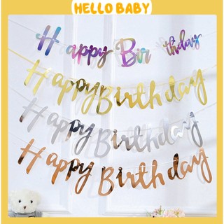 Dây chữ giấy Happy Birthday ép kim trang trí sinh nhật