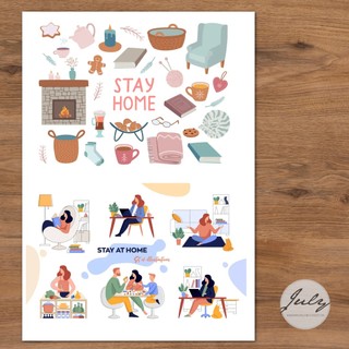 Bộ stickers khổ a4 - chủ đề "stay home"